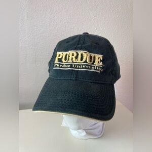 Vintage The Game Purdue Boilermakers Strapback Hat 90's Spellout Logo Black Gold